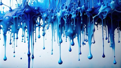 Leinwandbilder - Abstract Blue Liquid Dripping Downwards, Creating a Dynamic and Textured Visual