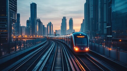 Poster - High-definition shot of a high-speed train on elevated tracks, emphasizing its sleek profile and the impressive infrastructure supporting its rapid transit.