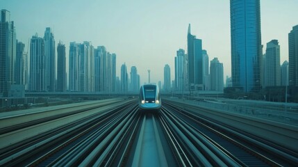 Poster - High-definition shot of a high-speed train on elevated tracks, emphasizing its sleek profile and the impressive infrastructure supporting its rapid transit.