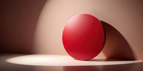 Aufkleber - A vibrant red disc rests on a minimalist platform, subtly illuminated by a single light source.