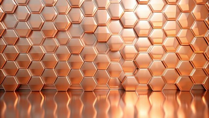 Fototapete - Abstract Metallic Honeycomb Wall Background with Reflective Floor