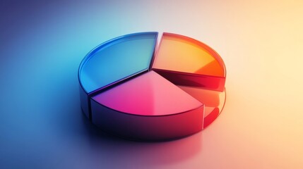 Fototapete - High-resolution image of a D pie chart with gradient colors and glossy finish, presenting data with a polished and eye-catching appearance.