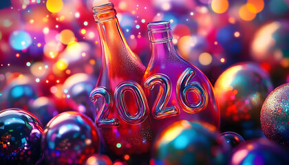 Wall Mural - Bubbly Celebration 2026: A Playful New Year Party