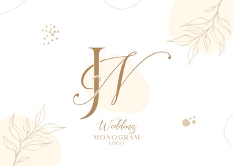 Wall Mural - NJ and  JN wedding initial monogram logo