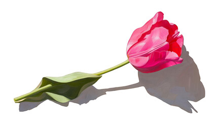 Wall Mural - Single pink tulip on transparency background