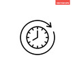 © aiconslab - Black refresh time line icon, simple speed up hr clock with arrow flat design pictogram, infographic vector for app logo web button ui ux interface elements isolated on white background