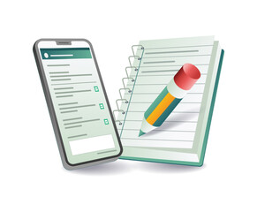 Wall Mural - notebook with smartphone user interface