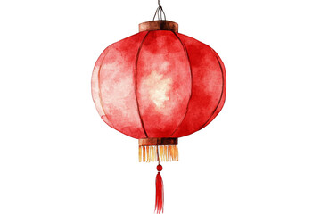 Red Chinese lantern watercolor illustration