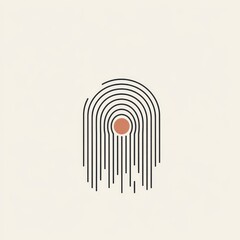 Leinwandbilder - Abstract fingerprint design with concentric circles and vertical lines, minimalist style.