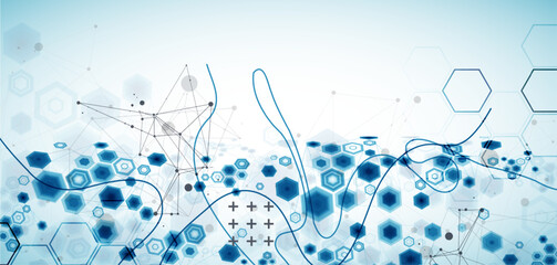 Aufkleber - Abstract hexagon background with plexus effect for design works. Vector illustration