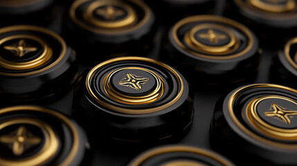Four Luxury Black and gold buttons with premium stoked vector design, metallic sheen at the center vector, illustration