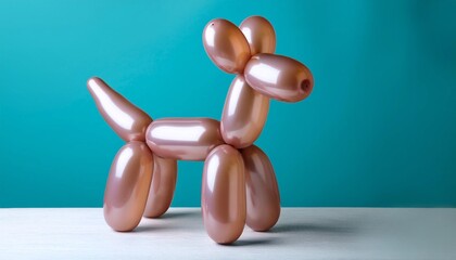 Wall Mural - an animal figure made of modelling balloons on table against color background