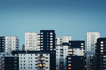 Sticker - Modern apartment building with residential area cityscape architecture neighbourhood.