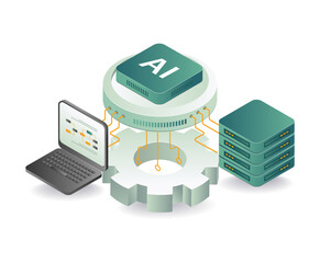 Wall Mural - Ai server technology management illustration