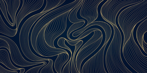 Wall Mural - vector abstract gold minimalist wave, line luxury art deco background. wind, water, organic shape or