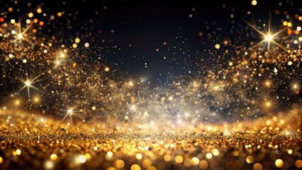 Poster - A sparkling, ethereal backdrop of golden glitter and bokeh lights, evoking a sense of celebration and joy.