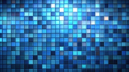 Leinwandbilder - Abstract Blue Square Pattern A digital art piece depicting a mosaic of squares in shades of blue, creating a geometric and visually appealing design.