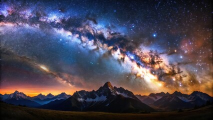 Wall Mural - a captivating view of the milky way stretching across a starry night sky above a majestic mountain r