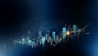 Leinwandbilder - Analysis finance grow graph and market investment. Financial business plan,earnings,sale and strategy. Stock market chart, exchange financial growth diagram.	