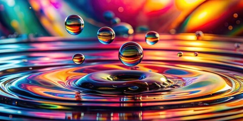 Poster - A single drop of water falls into a pool creating a ripple pattern with multiple layers and colors