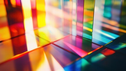 Vibrant Abstract Light Play through Colorful Glass Panels