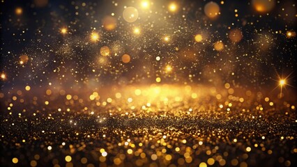 Wall Mural - A shimmering backdrop of golden lights, a magical and festive design with sparkling bokeh and soft glowing lights.