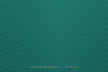 Wall Mural - Festive oriental style wave pattern Chinese new year green background, vector design 