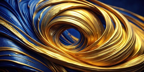 Poster - A mesmerizing swirl of golden and blue, creating a vortex of color and texture, an abstract depiction of flow and movement