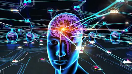 Fototapete - Visions of the future with advanced technology and AI innovations in a digital landscape