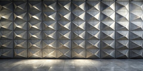 Aufkleber - Abstract geometric concrete wall with a tiled floor and a play of light and shadow