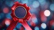 © Kaizenart - Close-up of a decorative award ribbon on a vibrant bokeh background, symbolizing achievement and celebration