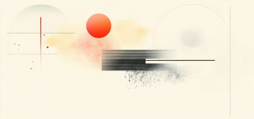 Wall Mural - abstract composition featuring geometric shapes in soft colors on a light background