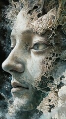 Wall Mural - Stone Face: A Surreal Portrait of Transformation