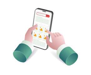 Wall Mural - the concept of using smartphone user interface technology