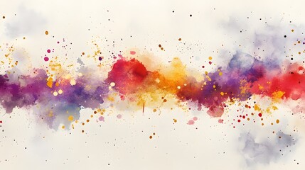 Wall Mural - Abstract Watercolor Splashes of Red Purple and Gold