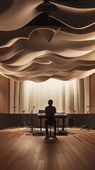 Poster - Modern Music Studio with Wave-Shaped Ceiling Design