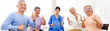 © artitwpd - The caregiver therapist sits with a group of Asian senior people with thumbs up in a circle for checking physical and mental health in a group elderly therapy session. The nursing home facilitates