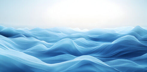 Wall Mural - Soft blue waves undulating gently under bright light creating a serene atmosphere in abstract art