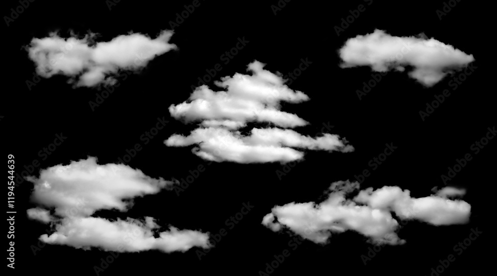 Clouds in the sky with black and white isolated like background with ...