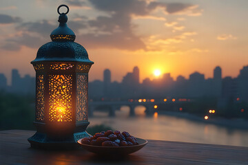 Sticker - Ramadan Lantern Sunset City Dates