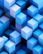 © Creative Habits - 3D blocks abstract design in blue tones with glossy surfaces and layered composition