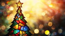 ステンドグラスのクリスマスツリー 無料画像 - Public Domain