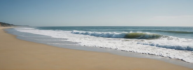 Wall Mural - there is a wave coming in to the shore of the beach