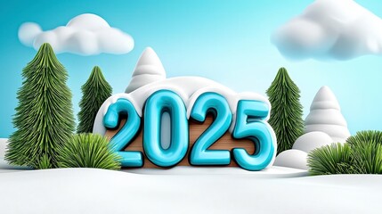 Wall Mural - A photostock of a serene winter wonderland with snow-covered trees and glowing 