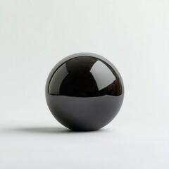 Wall Mural - Black sphere, studio shot, white background, reflection