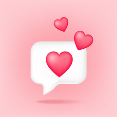 Wall Mural - Heart and love emoji icon, Online social communication concept, Perfect for love themed design, 3d, applications, cute. Vector illustration.