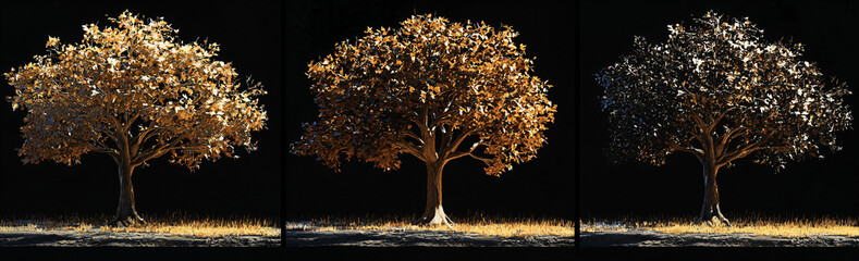 Canvas Print - Golden Tree Triptych