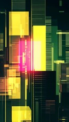 Wall Mural - Abstract Neon Cityscape: Vibrant Geometric Forms and Glowing Hues Vertical Video