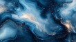 © Azis Stock - Abstract blue and gold fluid art, cosmic swirls, galaxy background, design element