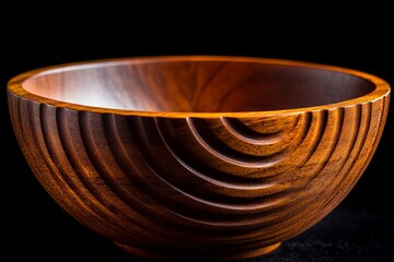 Aufkleber - A modern wooden bowl featuring curved groove details, offering a sleek, stylish design that blends functionality with contemporary artistic expression.